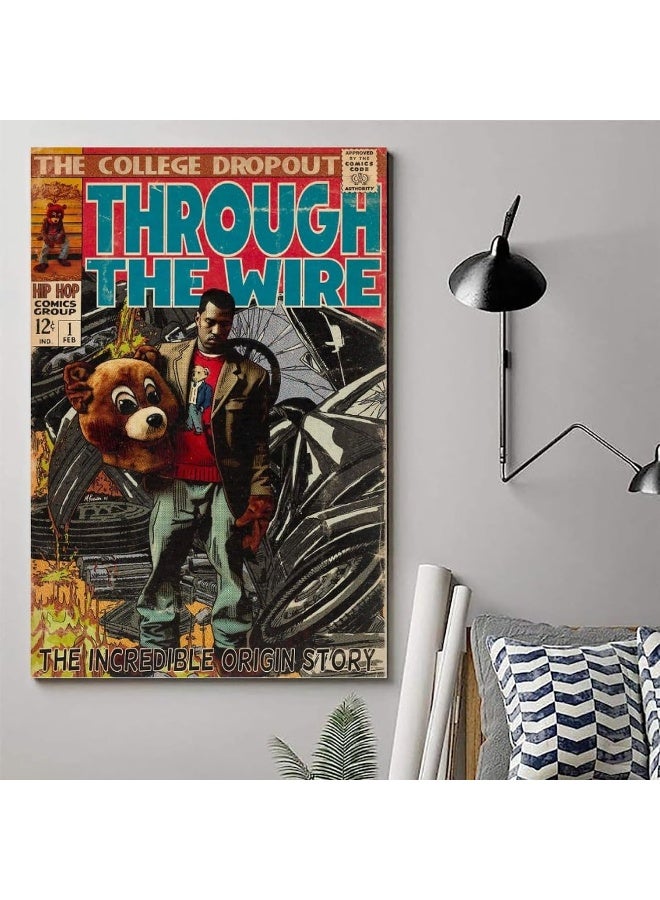 Kanye West Poster Hip-hop Comic Music Poster for Room Aesthetic Canvas Wall Art Bedroom Decor 12x18inch(30x45cm)