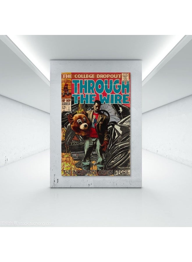 Kanye West Poster Hip-hop Comic Music Poster for Room Aesthetic Canvas Wall Art Bedroom Decor 12x18inch(30x45cm)