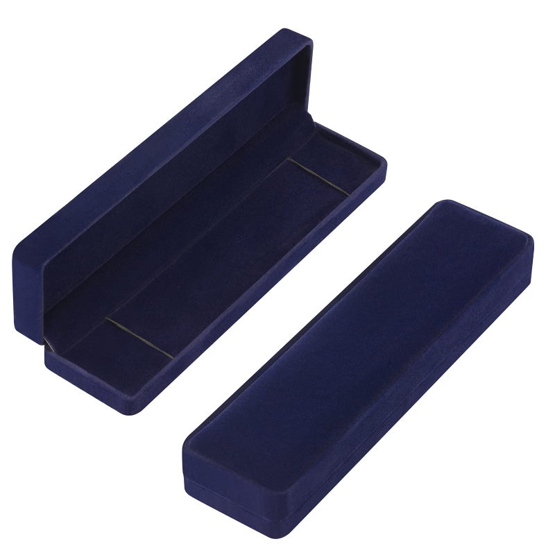 LETURE 2 Pieces Long Velvet Jewelry Chain Necklace Gift Box Set, Bracelet Storage Case, Jewellry Display Box for Wedding, Engagement,Proposal, Birthday and Anniversary (Blue) - Image 2