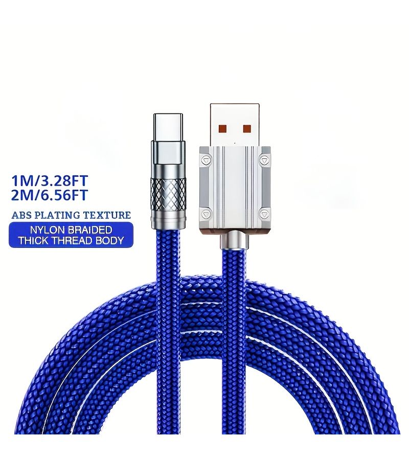كابل شحن سريع 120 واط USB-C 6 أمبير شحن سريع أسود 1 متر 3.28 قدم لسامسونج وشاومي وهواوي - Image 2