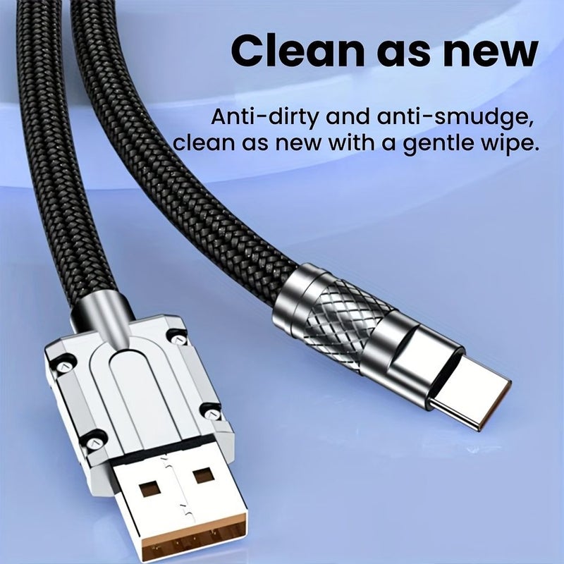 كابل شحن سريع 120 واط USB-C 6 أمبير شحن سريع أسود 1 متر 3.28 قدم لسامسونج وشاومي وهواوي - Image 3