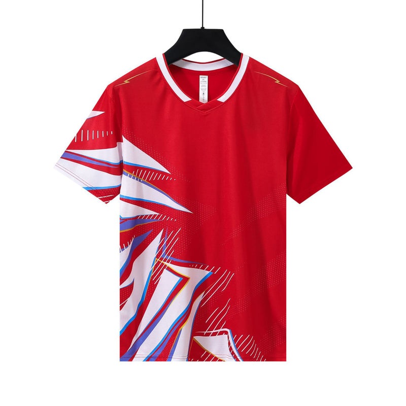 Generic Badminton Pants Autumn and Winter Quick-Drying Short Badminton Sportswear Cultural Shirt Suit Sweat-Absorbent Badminton Suit with Printing 24 red