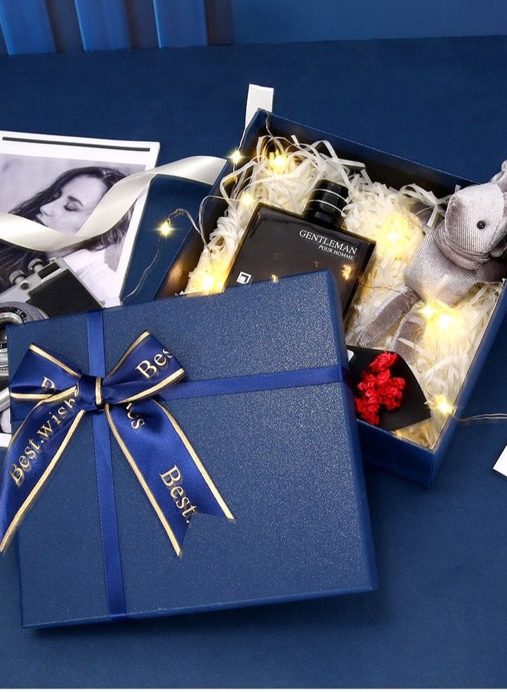 Gift Box Empty 20 * 18 * 8cm Gift Packing for New Year Wedding Eid Birthday Groomsman Father's Day Presents Display and Packing Blue Color - Image 2
