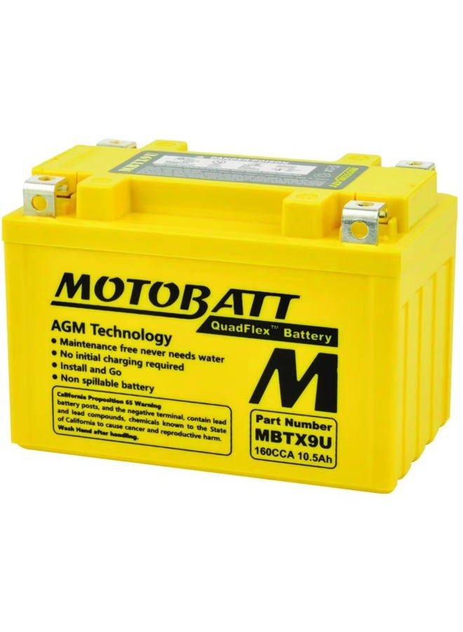 Motobatt بطارية DB Electrical MBTX9U جديدة لبطارية موتوبات 10.5Ah، هوندا، بي إم دبليو، كيه تي إم، إم في، ياماها، إي-تون، كيمكو، سيم، كاسيا، هوسابيرغ، هيوسنج، تريومف، أرتيك كات، بولاريس للدراجات النارية ATV YT12A-BS - Image 1
