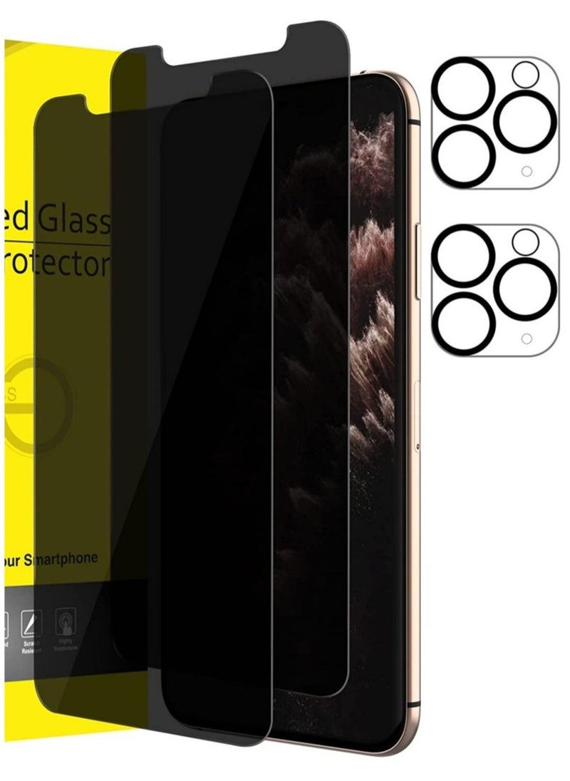 vesus (2 Pack) for iPhone 13 Pro Privacy Tempered Glass Screen Protector Anti-Scratch with Back Camera glass Alignment Frame Bubble Free Scratch Resistant - Image 1