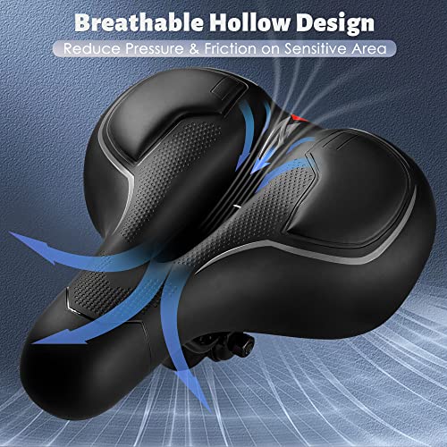 IPOW Comfort Bike Seat for Women or Men, Bicycle Saddle Replacement Padded Soft High Density Memory Foam with Dual Shock Absorbing Rubber Balls Suspension Universal Fit for Indoor/Outdoor Bikes - Image 5