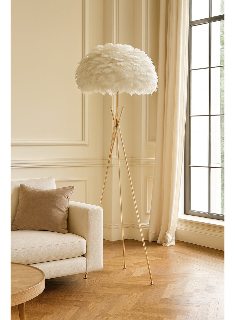 كيو ويل مصباح أرضي ذهبي بقاعدة ثلاثية مودرن - Image 1