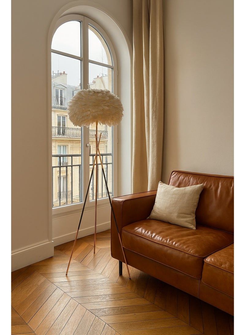 كيو ويل مصباح أرضي ذهبي بقاعدة ثلاثية مودرن - Image 3