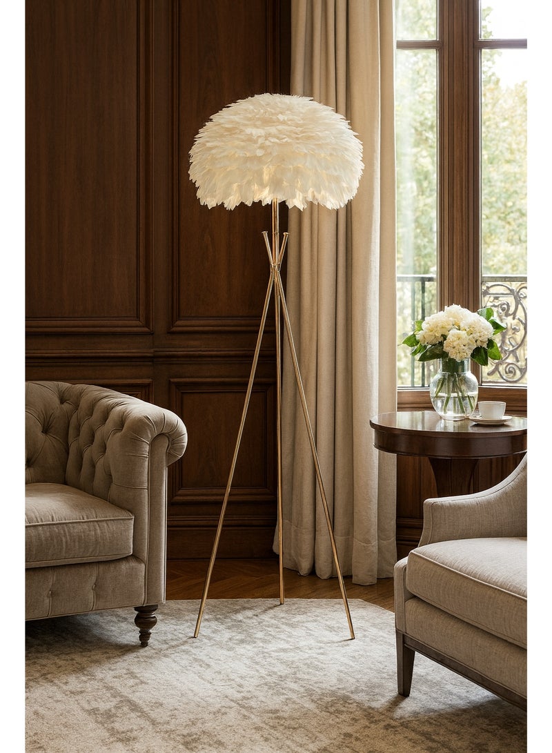 كيو ويل مصباح أرضي ذهبي بقاعدة ثلاثية مودرن - Image 5