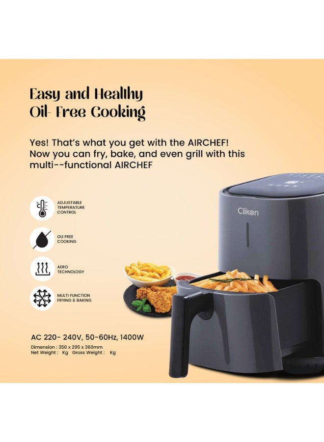 Clikon Air Fryer With 4L Non-Stick Container Basket and Dishwasher Safe Basket 4 L 1400 W CK352 Black - Image 4