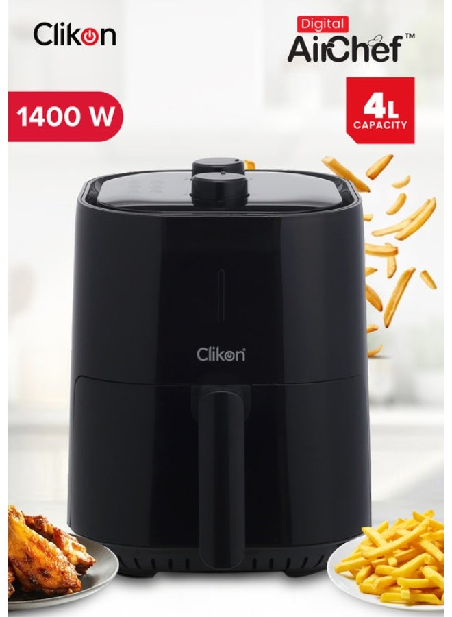 Clikon Air Fryer With 4L Non-Stick Container Basket and Dishwasher Safe Basket 4 L 1400 W CK352 Black - Image 1