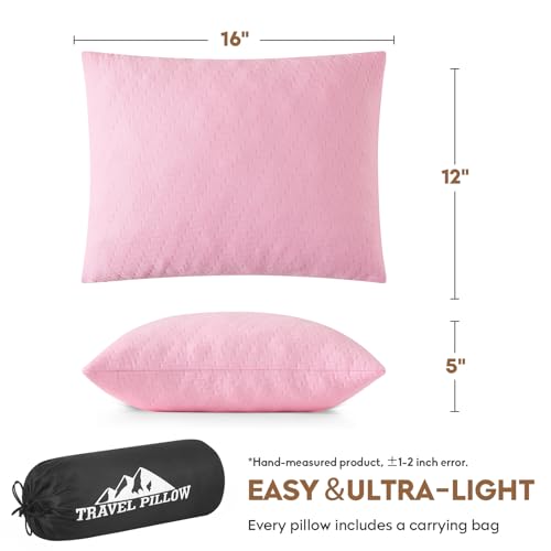 PEUJEW Small Shredded Memory Foam Pillow Camping Pillow Travel Pillow Compressible Medium Firm Breathable Cover Ideal Backpacking Hiking Airplane and Car Apricot Pink S - Image 3
