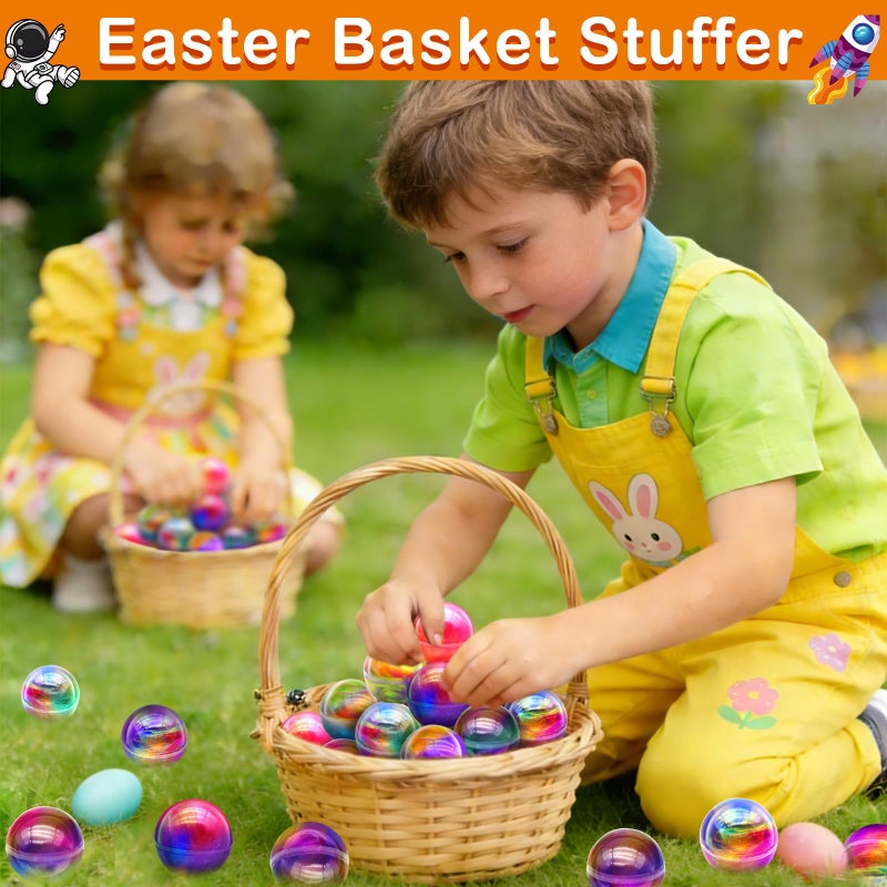 AMENON 28 Pack Galaxy Slime Eggs Easter Basket Stuffers Easter Eggs Toys for Kids Boys Girls Non-Sticky Stress Relief Fidget Toys Easter Gifts for Classroom Exchange Slime Egg Ball Party Favors - Image 3