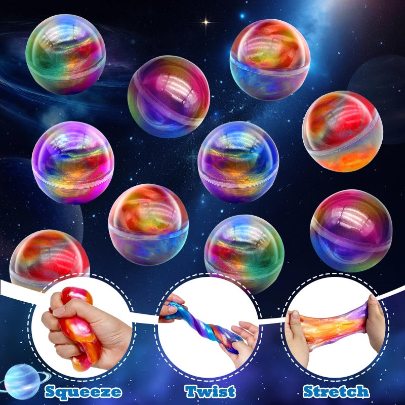 AMENON 28 Pack Galaxy Slime Eggs Easter Basket Stuffers Easter Eggs Toys for Kids Boys Girls Non-Sticky Stress Relief Fidget Toys Easter Gifts for Classroom Exchange Slime Egg Ball Party Favors - Image 5