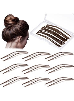 Mtlee 24 Pcs U Shaped Hair Pins Ballet Bobby Pins U Pin Hair Styling Pins Bobby Pins For Updo With Storage Box Metal U Bun Hair Forks For Women Girls Thick Thin Long Curly Hair(Brown 2.5 Inch)  - Image 1