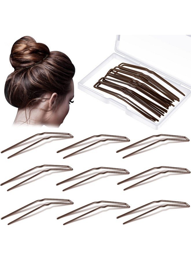 Mtlee 24 Pcs U Shaped Hair Pins Ballet Bobby Pins U Pin Hair Styling Pins Bobby Pins For Updo With Storage Box Metal U Bun Hair Forks For Women Girls Thick Thin Long Curly Hair(Brown 2.5 Inch) - Image 1