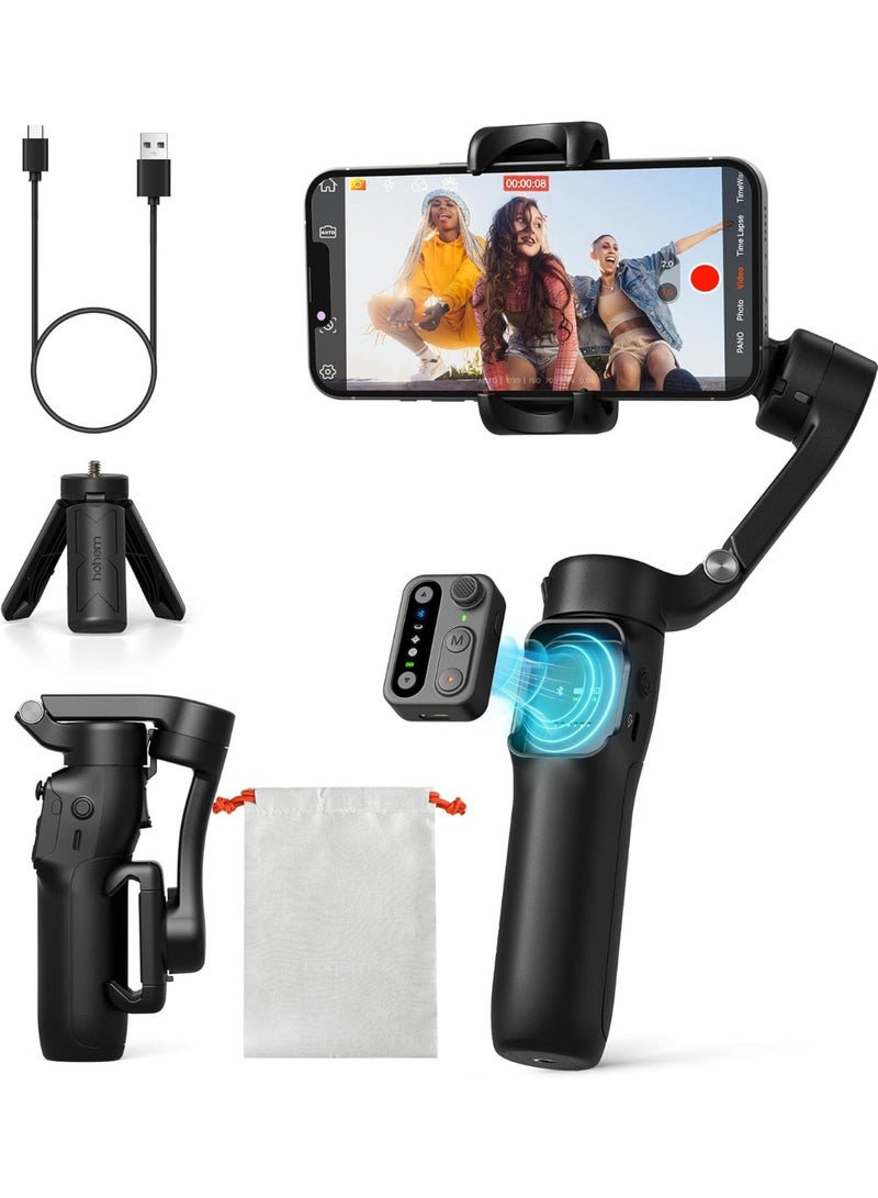 MUNTAQI L7CPro Plus 3-Axis Foldable Gimbal Stabilizer – Portable Smartphone Video Stabilizer with Wireless Remote, Auto Face Tracking, Panorama Mode, Anti-Shake Handheld Phone Gimbal for Vlogging, YouTube & Travel - Image 1