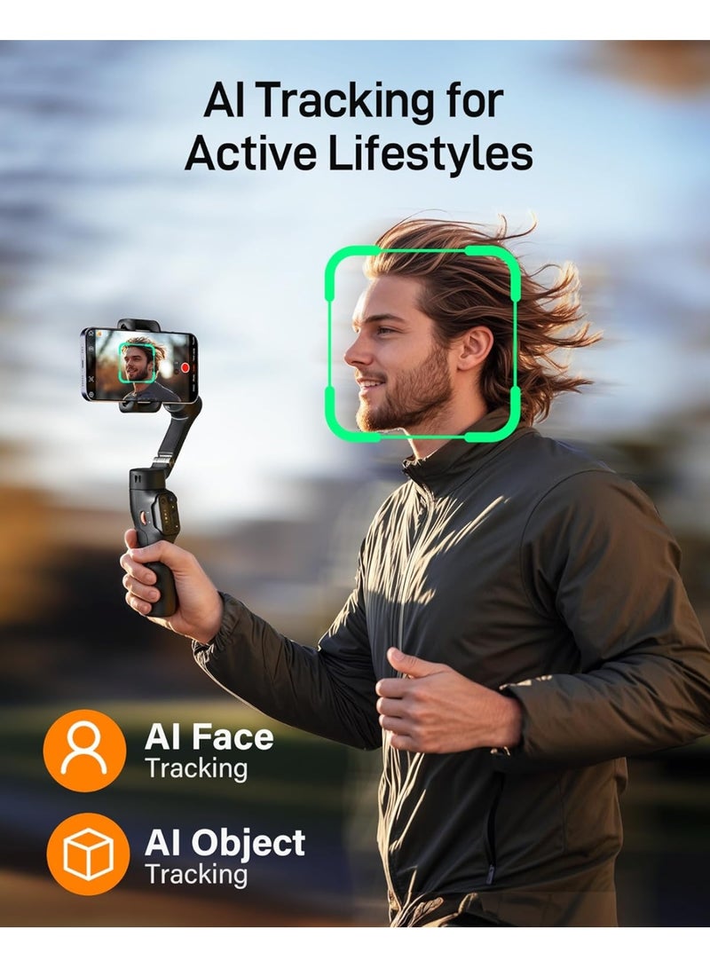 MUNTAQI L7CPro Plus 3-Axis Foldable Gimbal Stabilizer – Portable Smartphone Video Stabilizer with Wireless Remote, Auto Face Tracking, Panorama Mode, Anti-Shake Handheld Phone Gimbal for Vlogging, YouTube & Travel - Image 4