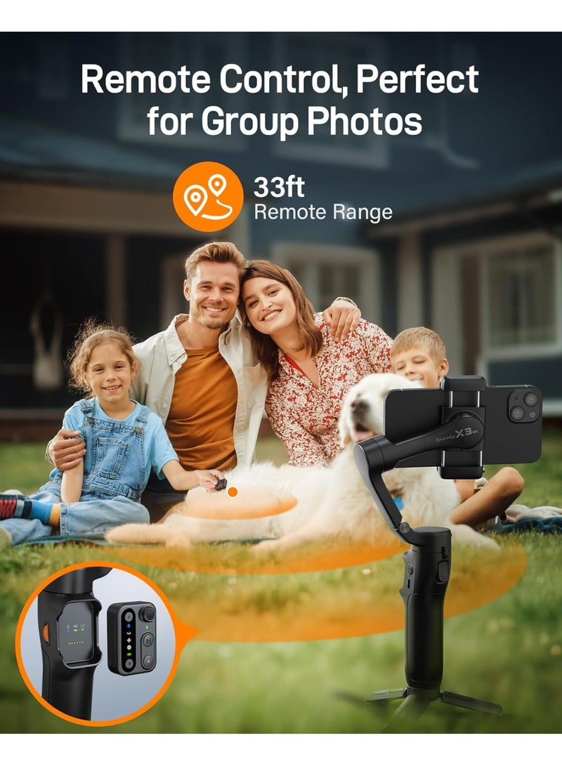 MUNTAQI L7CPro Plus 3-Axis Foldable Gimbal Stabilizer – Portable Smartphone Video Stabilizer with Wireless Remote, Auto Face Tracking, Panorama Mode, Anti-Shake Handheld Phone Gimbal for Vlogging, YouTube & Travel - Image 2