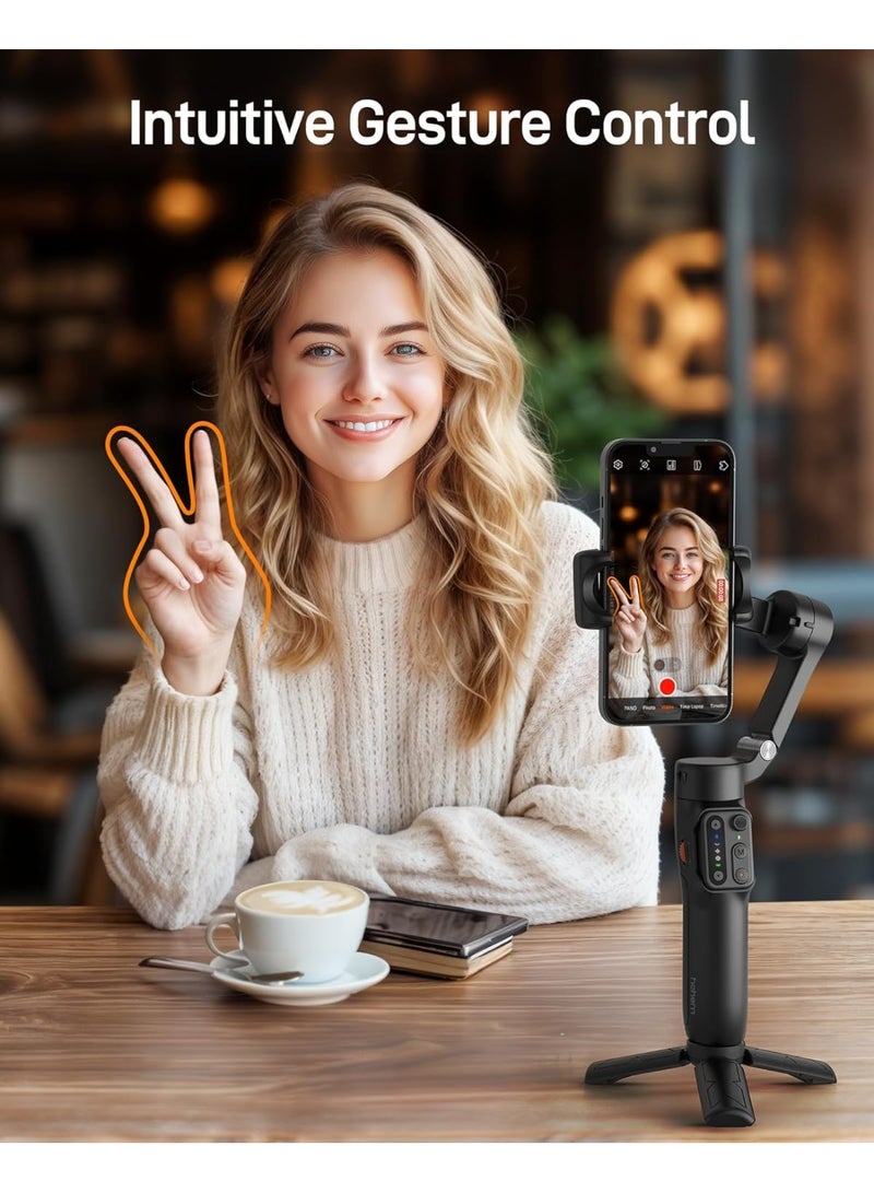 MUNTAQI L7CPro Plus 3-Axis Foldable Gimbal Stabilizer – Portable Smartphone Video Stabilizer with Wireless Remote, Auto Face Tracking, Panorama Mode, Anti-Shake Handheld Phone Gimbal for Vlogging, YouTube & Travel - Image 3