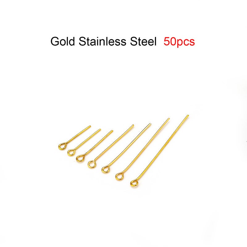 Stainless steel water plating real gold plating nine-character needle T-character needle ball needle accessories DIY handmade material 9-character needle wholesale Golden nine-character needle (50 pcs/pack) 