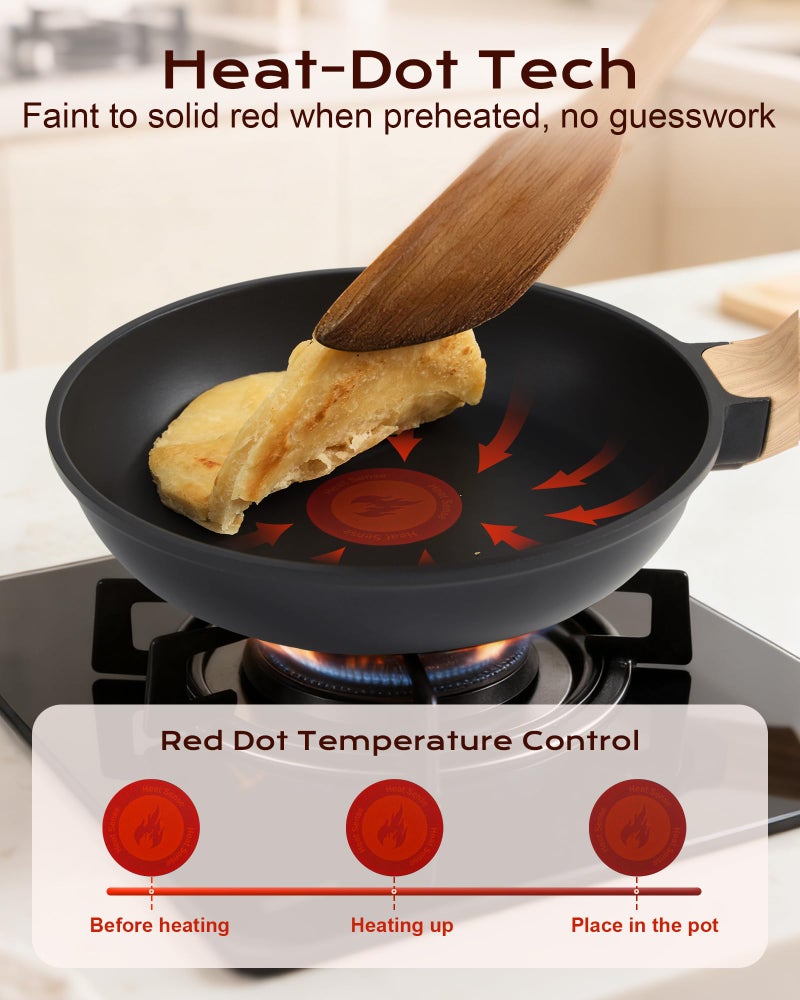 Yonida Non Stick Frying Pan, 12-inch Omelette Pan with Heat Dot Temperature Indicator, Healthy Non Toxic Egg Skillet with Heat-Resistant Handle, PFOA-Free, Dishwasher Safe, Compatible with All Cooktops - Image 2