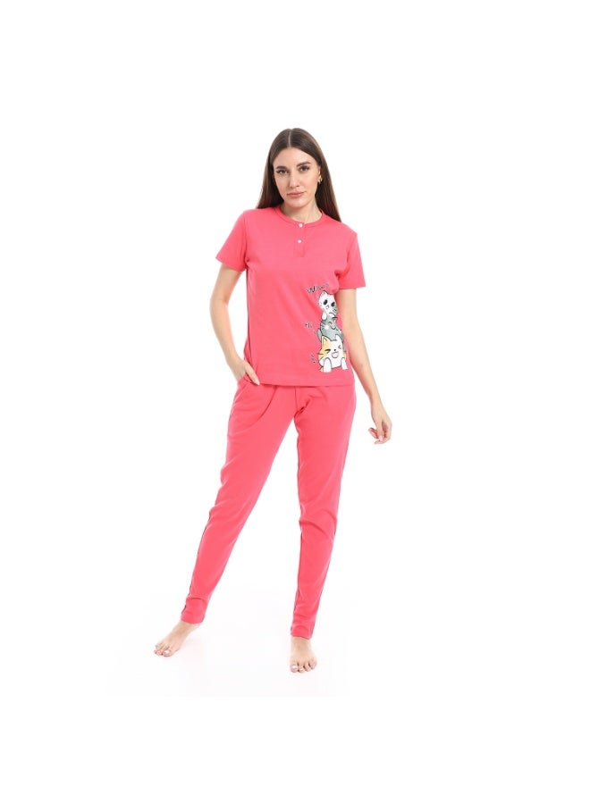 Red Circle pajama with panda print and buttons - Image 4