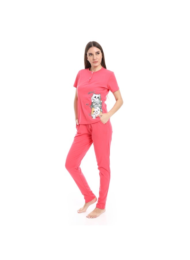Red Circle pajama with panda print and buttons - Image 1