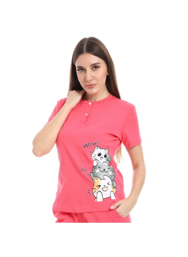Red Circle pajama with panda print and buttons - Image 3