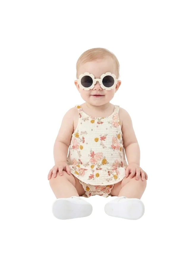 Bambimici Girls Summer Ruffle Suspender Bodysuit with Shorts &Glasses