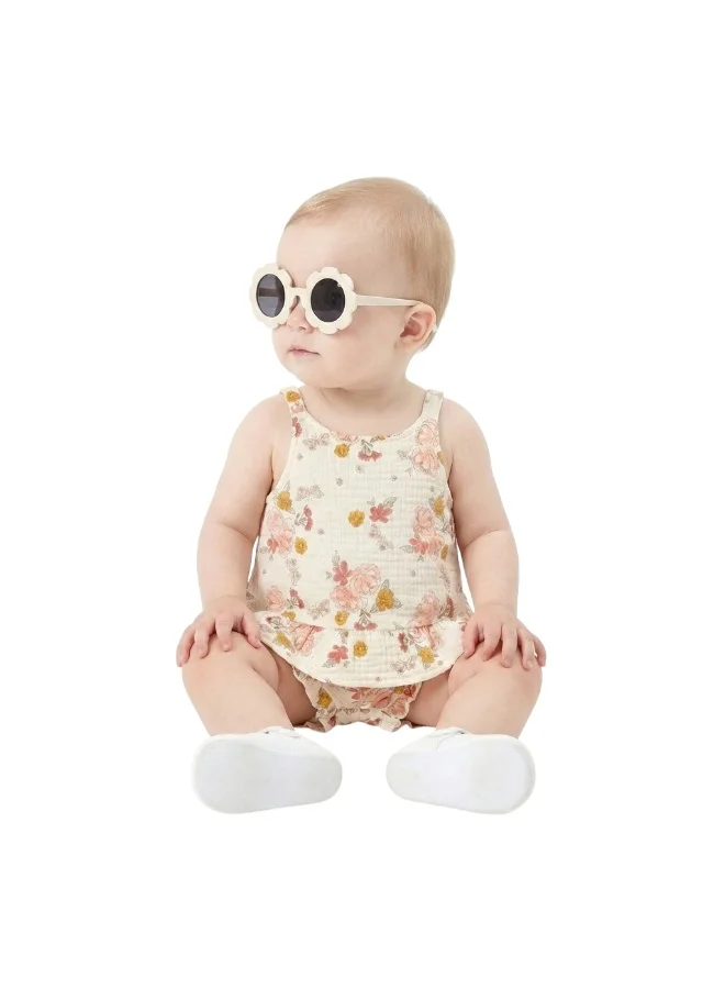 Bambimici Girls Summer Ruffle Suspender Bodysuit with Shorts &Glasses