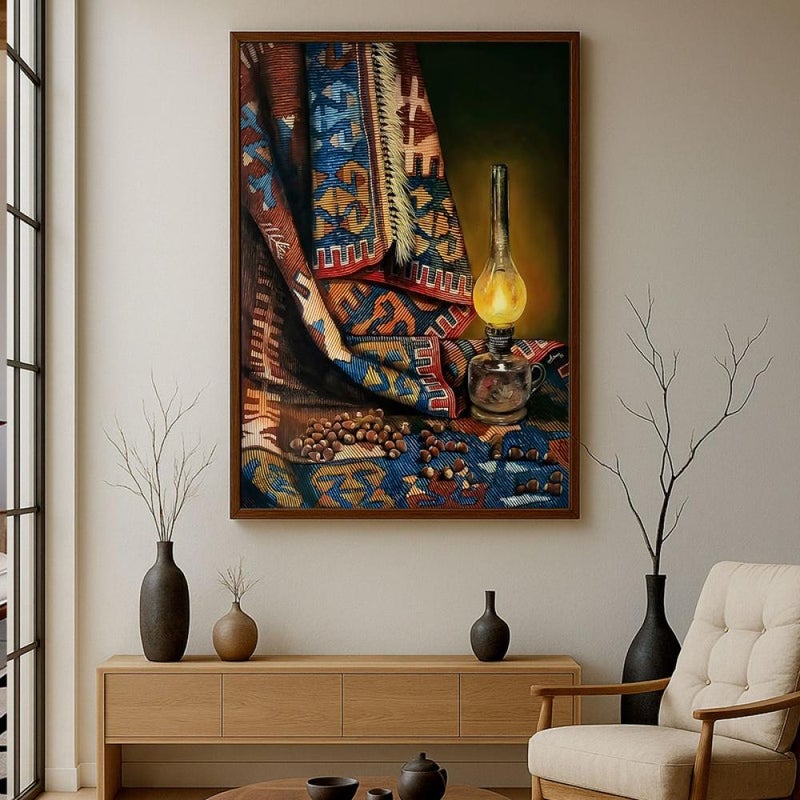 Marktna Canvas painting with a traditional art design and a hollow frame, measuring (120x80), one piece - Image 1