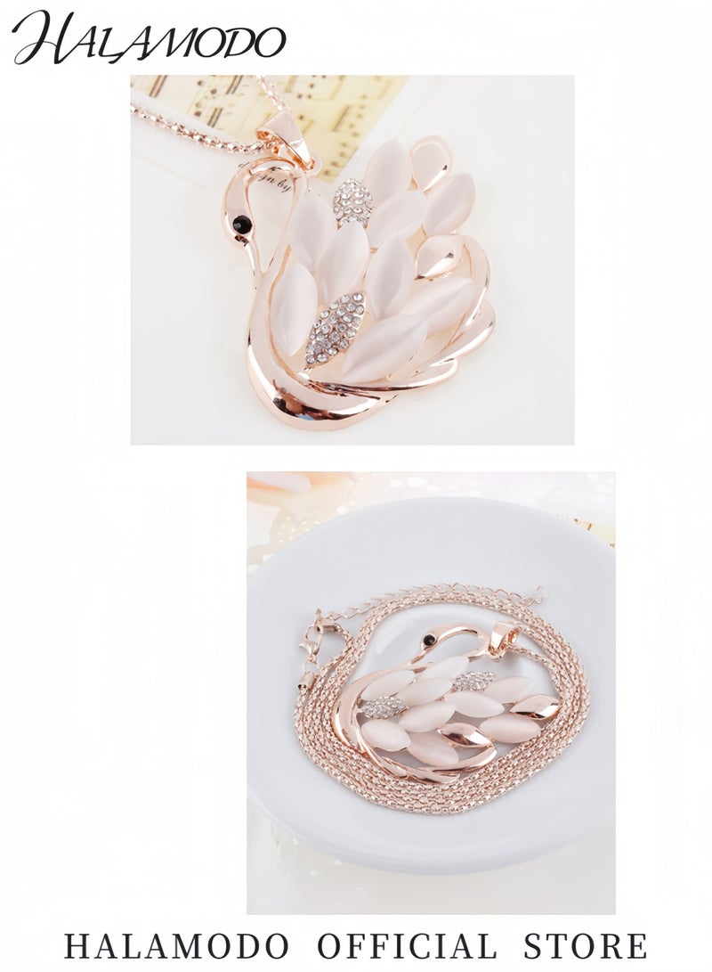 HALAMODO Women's Rhinestone Animal Necklace Personalized Necklace with Swan Design Crystal Design Jewelry Necklace Beautiful Decoration Accessories for Women Ideal for Gifts and Special Occasions  - Image 4