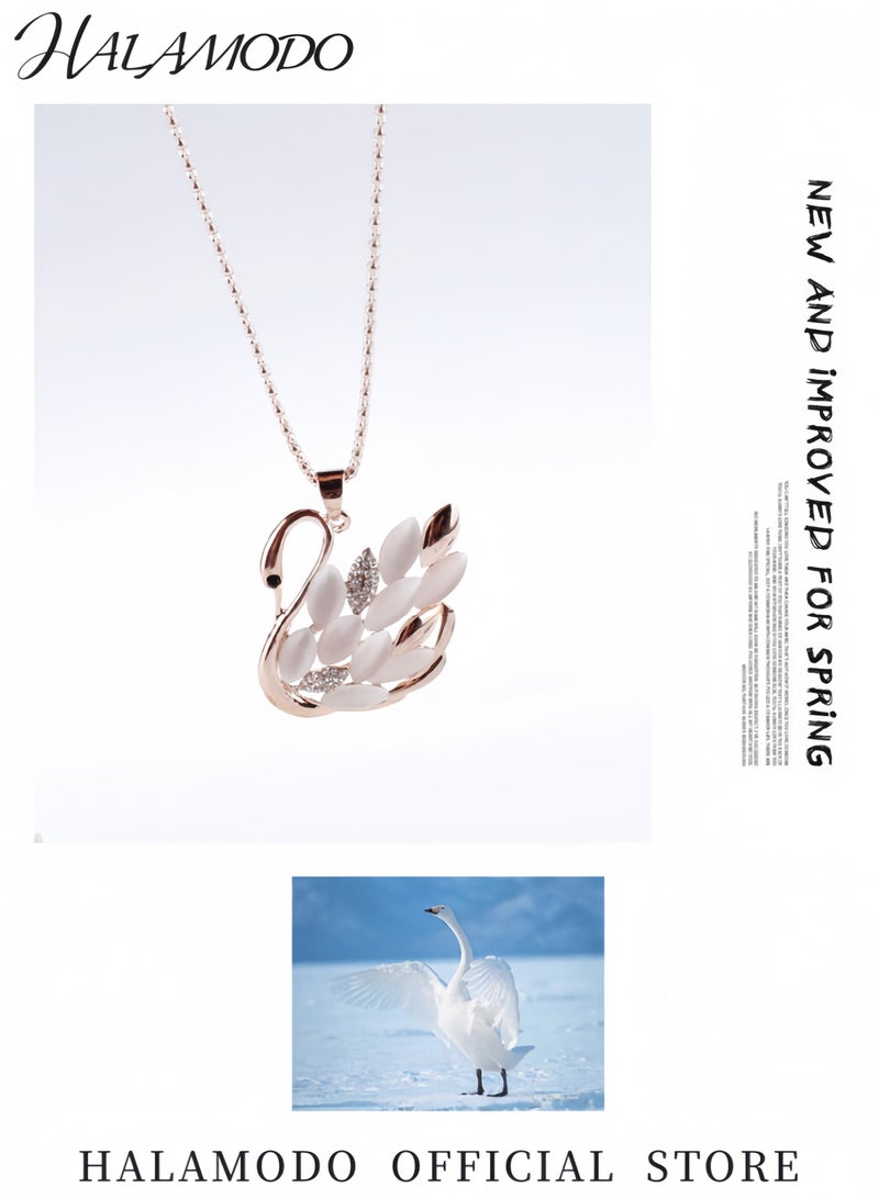 HALAMODO Women's Rhinestone Animal Necklace Personalized Necklace with Swan Design Crystal Design Jewelry Necklace Beautiful Decoration Accessories for Women Ideal for Gifts and Special Occasions  - Image 3