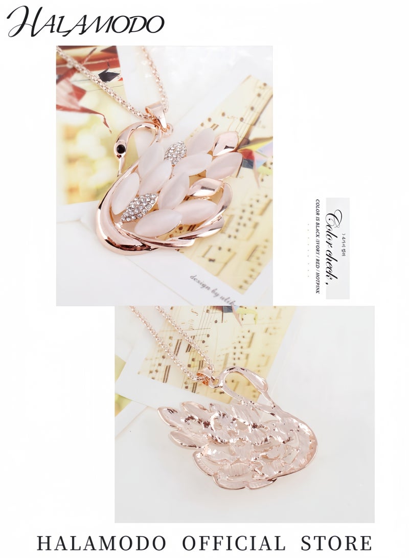 HALAMODO Women's Rhinestone Animal Necklace Personalized Necklace with Swan Design Crystal Design Jewelry Necklace Beautiful Decoration Accessories for Women Ideal for Gifts and Special Occasions  - Image 5