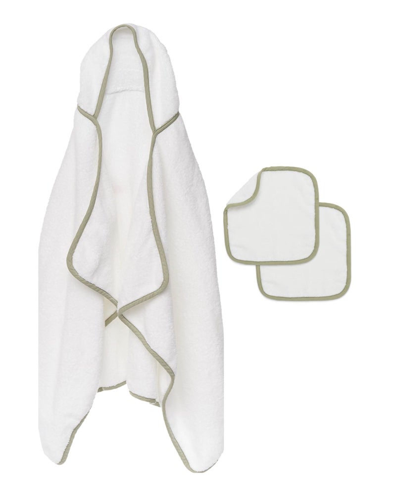 Lalo The Hooded Towel - Washcloth 2-Pack for Babys & Toddlers - Coconut - Sage - Image 1