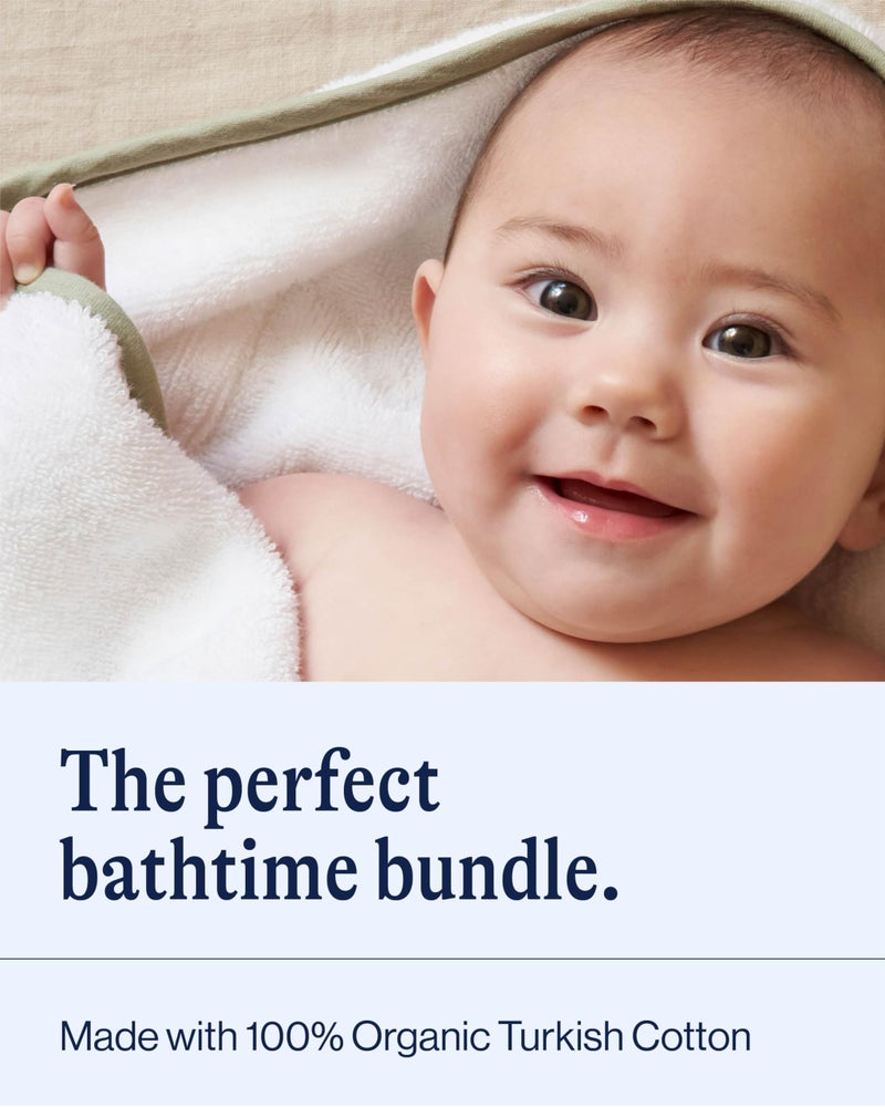 Lalo The Hooded Towel - Washcloth 2-Pack for Babys & Toddlers - Coconut - Sage - Image 2