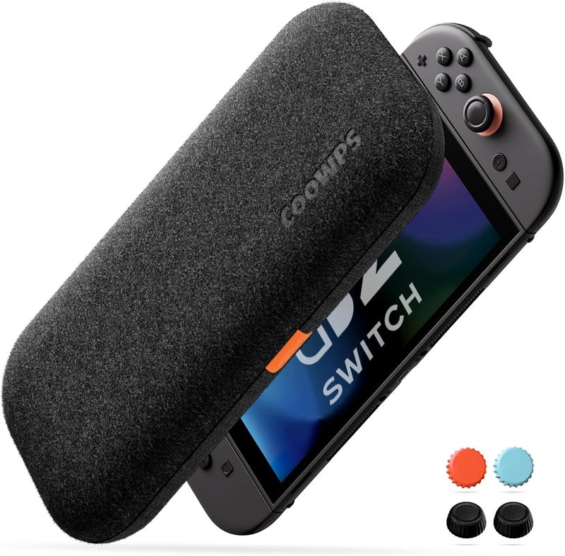 COOWPS حافظة COOWPS فائقة الصلابة لجهاز Nintendo Switch 2، مع 4 قطع من مقابض الإبهام، وحماية عسكرية من اللباد عديم الرائحة، وحافظة حمل مبطنة ناعمة مع 8 فتحات لبطاقات الألعاب - Image 1