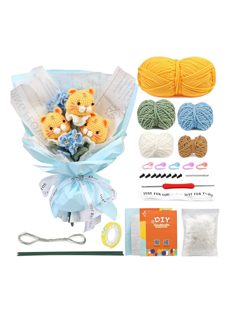 Excefore Crochet Kit, Crochet Kit for Beginners, Crochet Bouquet Kit, Beginner Crochet Kit for Adults, Crochet Starter Kits with Yarn, Animal Knitting Kit with Detailed Tutorials and Videos - Image 1
