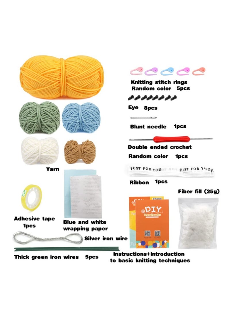 Excefore Crochet Kit, Crochet Kit for Beginners, Crochet Bouquet Kit, Beginner Crochet Kit for Adults, Crochet Starter Kits with Yarn, Animal Knitting Kit with Detailed Tutorials and Videos - Image 2