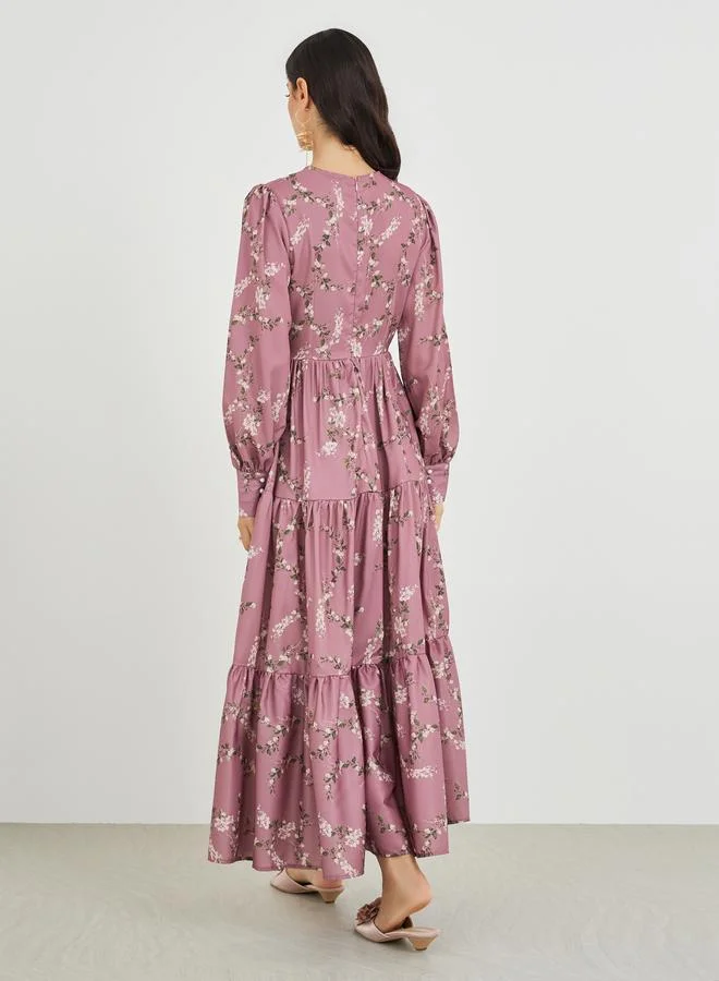 Styli Floral Tiered Dress