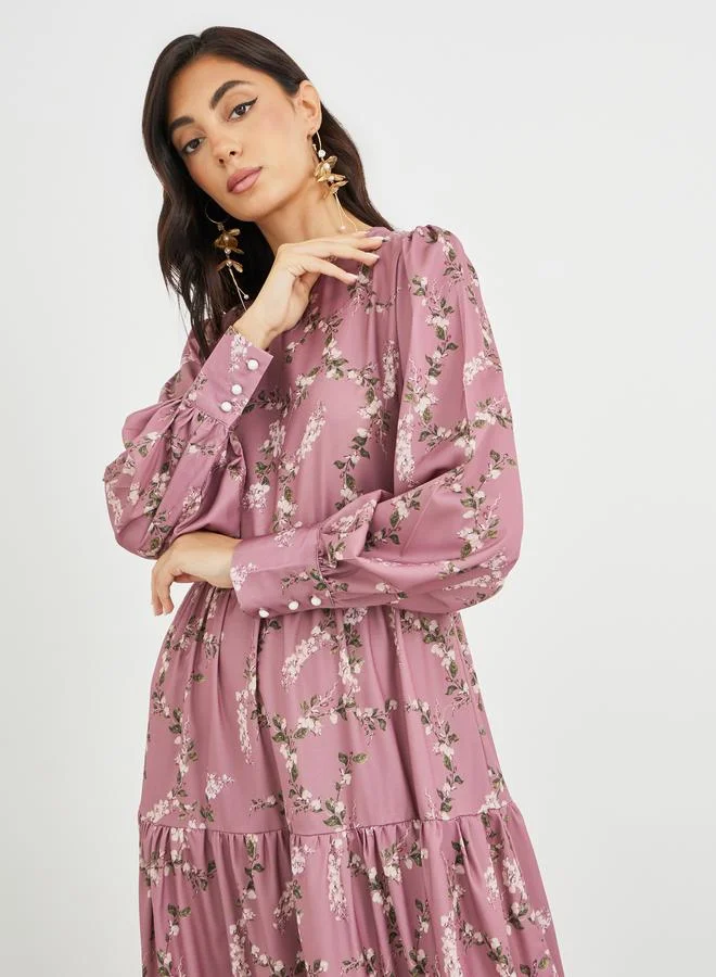 Styli Floral Tiered Dress