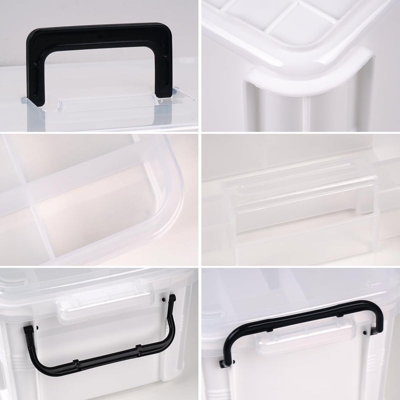 HEY FOLY 15qt White Medicine Organizer Storage Box with Tray, Plastic First Aid Box Empty, Thickened Medicine Container Chest, Multipurpose Medical Case with Labels, Medicine Caddy with Lids Handles - Image 5