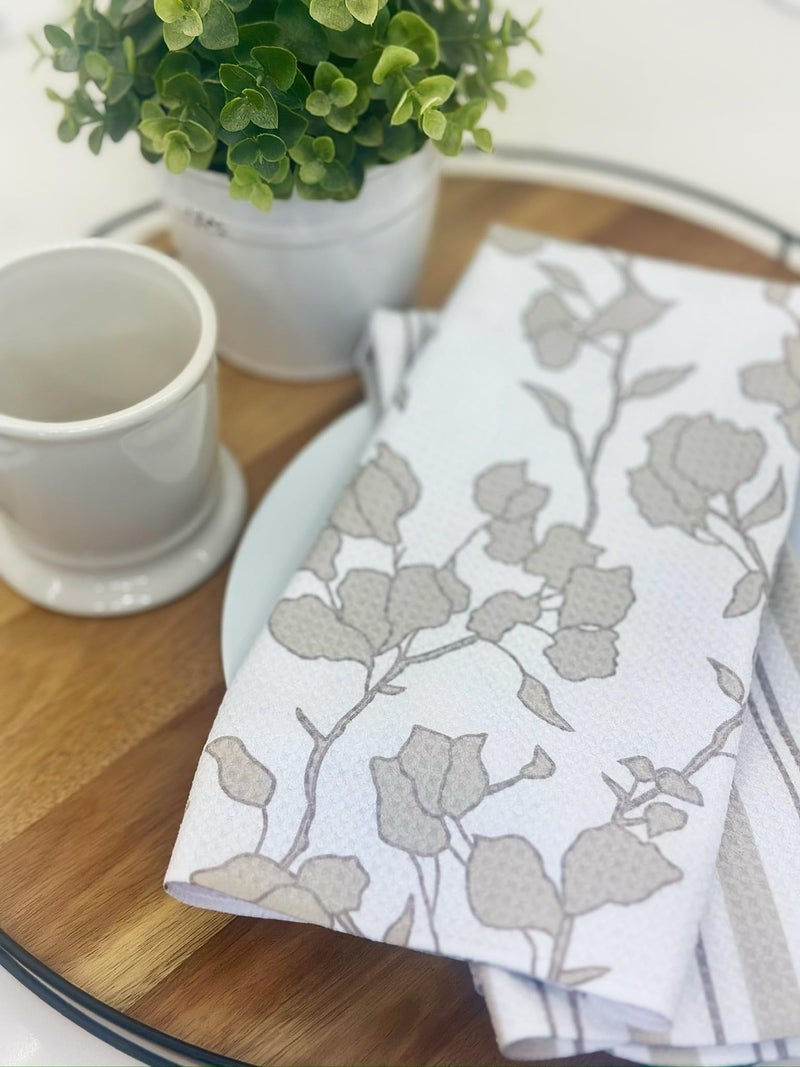 Trig Kitchen Towel. Tea Towel. Dish Cloth. Double Sided Design. Quick Dry Waffle Weave Microfiber. Highly Absorbent. Designer Prints. Modern. 2 Pack. Aspen - Image 2