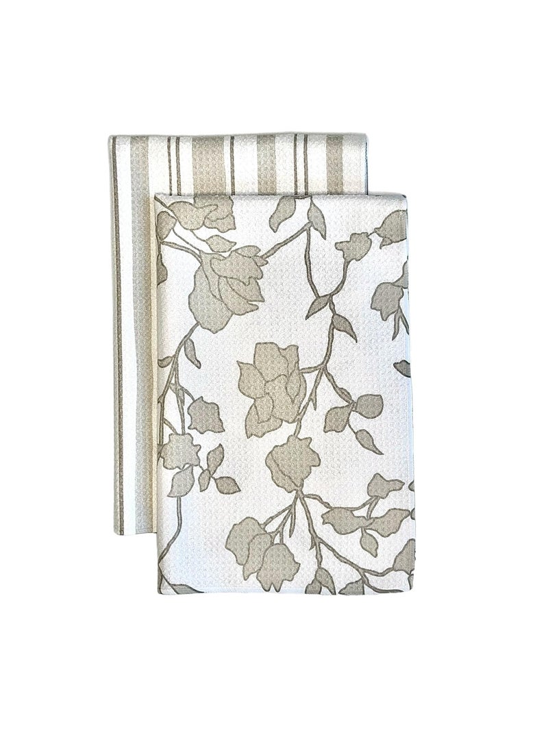 Trig Kitchen Towel. Tea Towel. Dish Cloth. Double Sided Design. Quick Dry Waffle Weave Microfiber. Highly Absorbent. Designer Prints. Modern. 2 Pack. Aspen - Image 1