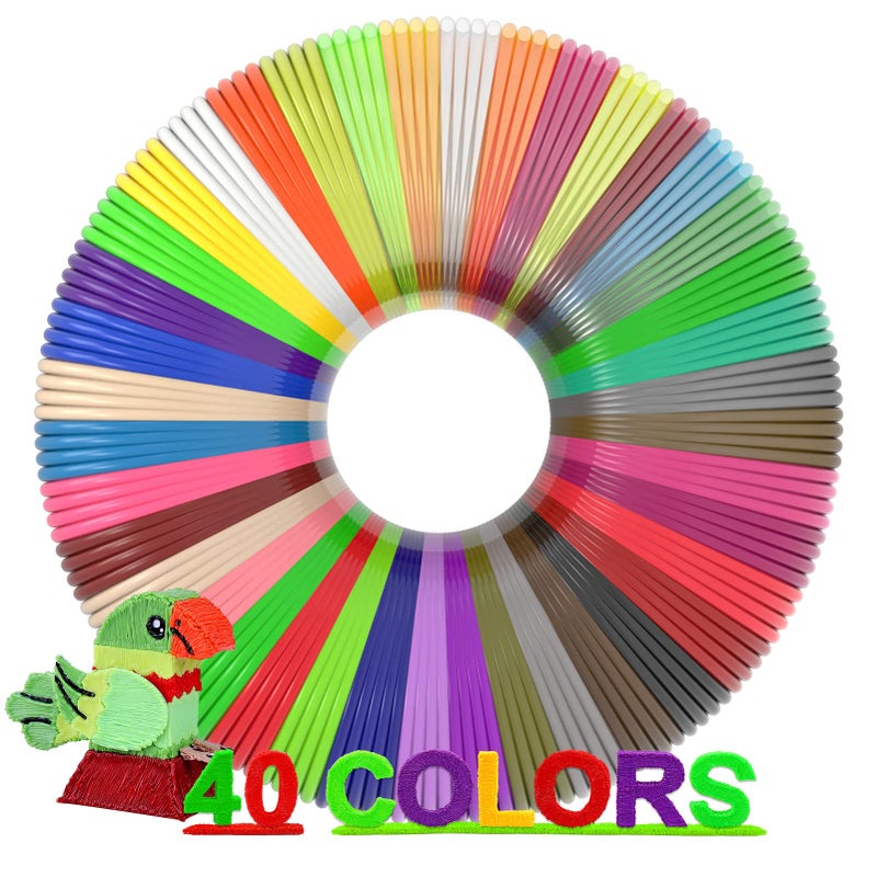 dikale 3D Pen Filament 1.75mm PLA Refills 40 Colors, Each Color 8 Meters(26 Feet), Total Length 320m(1050 Feet), 250 Stencils eBooks, Safe for Kids to Create Stunning 3D Art with 40 Vibrant Colors - Image 1