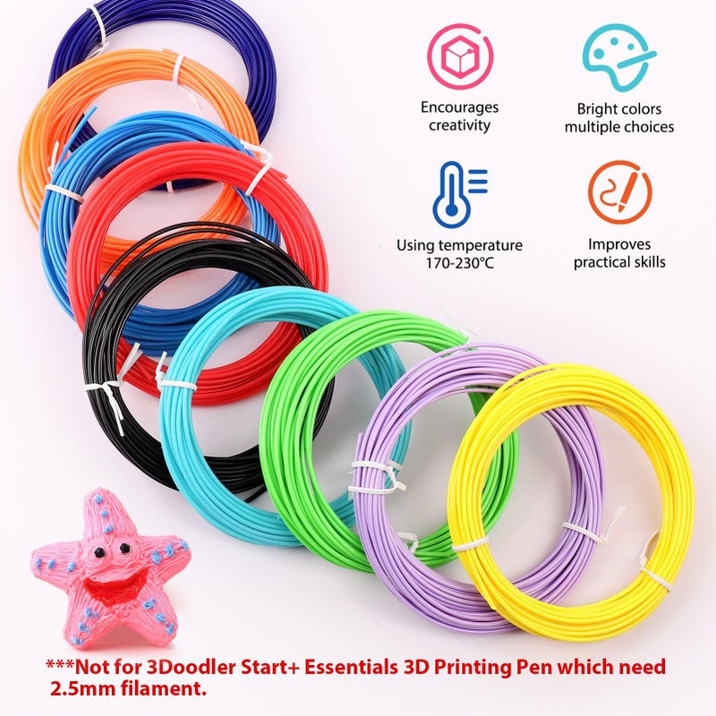 dikale 3D Pen Filament 1.75mm PLA Refills 40 Colors, Each Color 8 Meters(26 Feet), Total Length 320m(1050 Feet), 250 Stencils eBooks, Safe for Kids to Create Stunning 3D Art with 40 Vibrant Colors - Image 3
