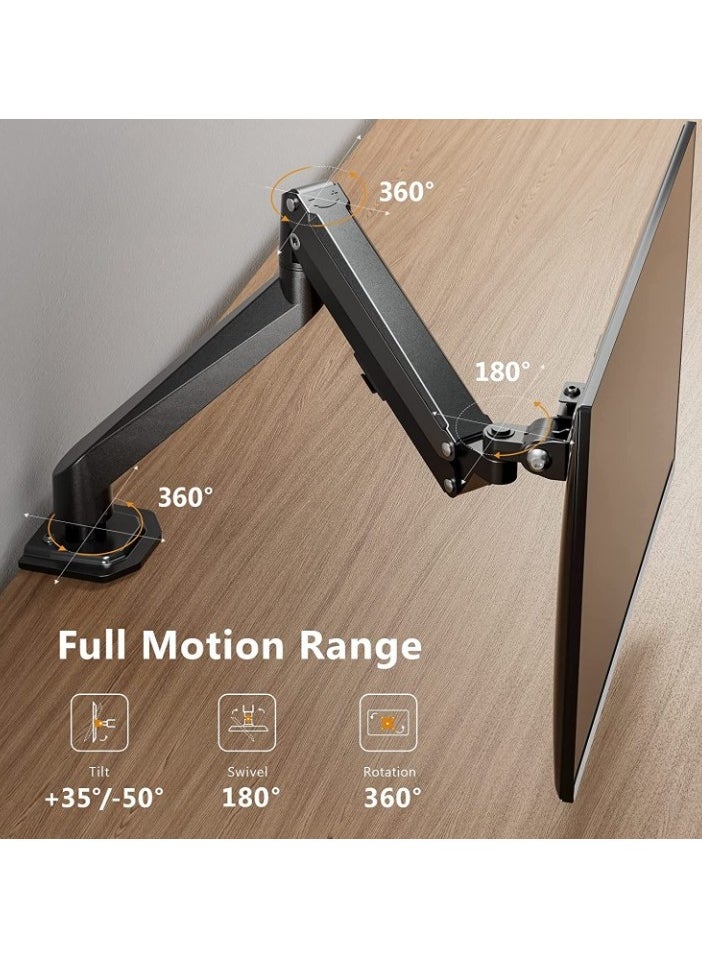 Table Mount mechanical arm bracket, Computer Monitor Desk Mount Stand with Gas Spring, adjustable Height-Assisted Full Motion Single PC Monitor Arm, (black)