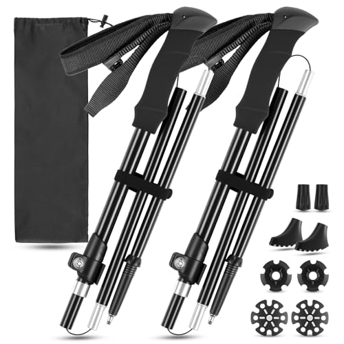 FrutPunch Hiking Poles 2 Pack AircraftGrade Aluminum Alloy Trekking Poles for Hiking Adjustable and Foldable Design Hiking Sticks EVA SweatAbsorbent and NonSlip Handle for Men Women Seniors - Image 1