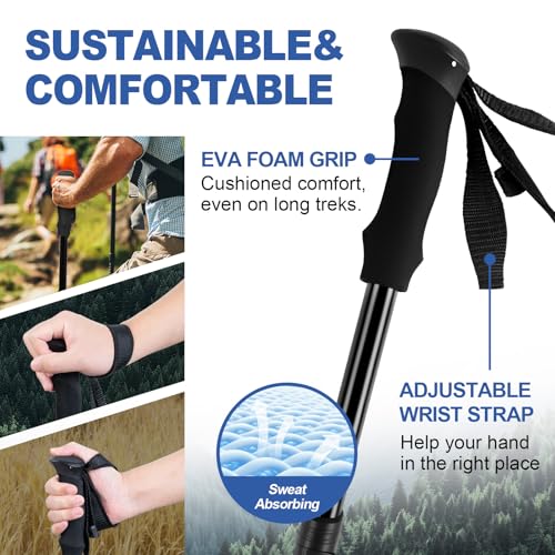 FrutPunch Hiking Poles 2 Pack AircraftGrade Aluminum Alloy Trekking Poles for Hiking Adjustable and Foldable Design Hiking Sticks EVA SweatAbsorbent and NonSlip Handle for Men Women Seniors - Image 3